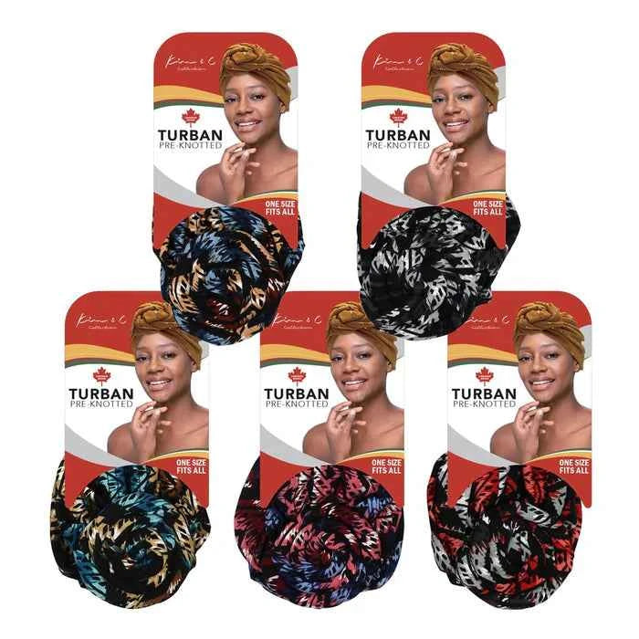 Kim & C Premium Pre-Knotted Turban With Modern Stitch Pattern