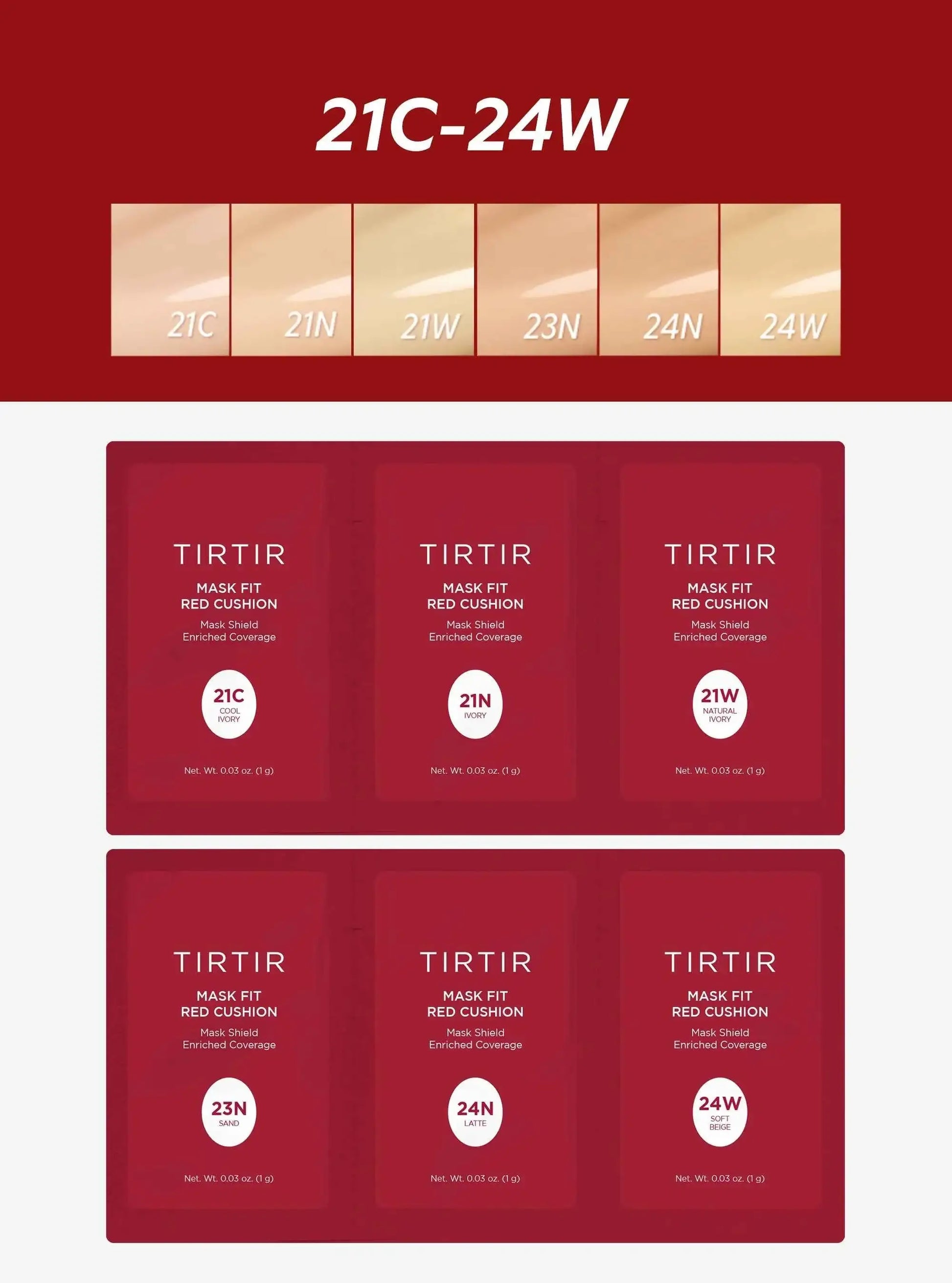 TIRTIR Mask Fit Red Cushion 6 Shade Trial Kit