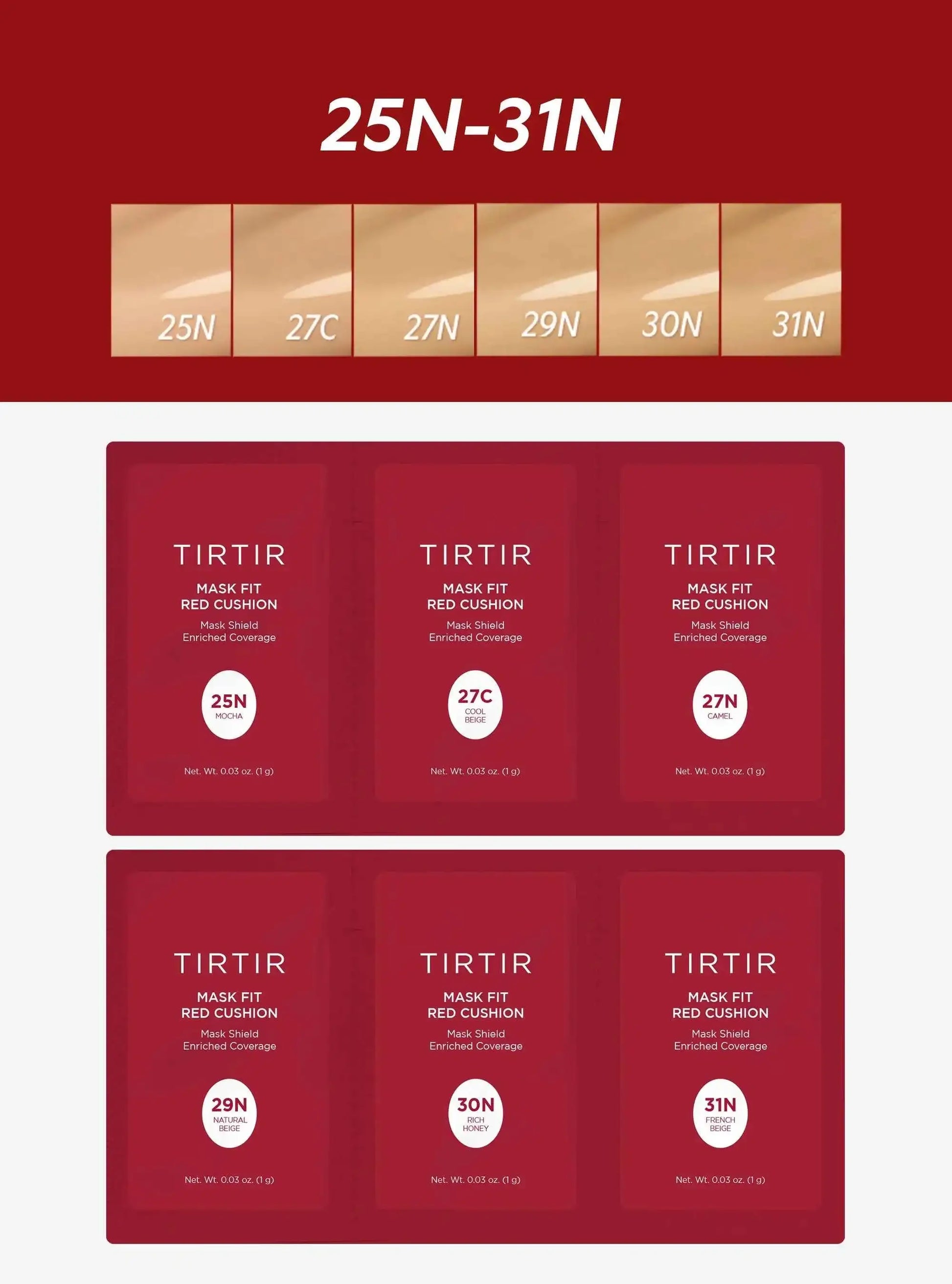 TIRTIR Mask Fit Red Cushion 6 Shade Trial Kit