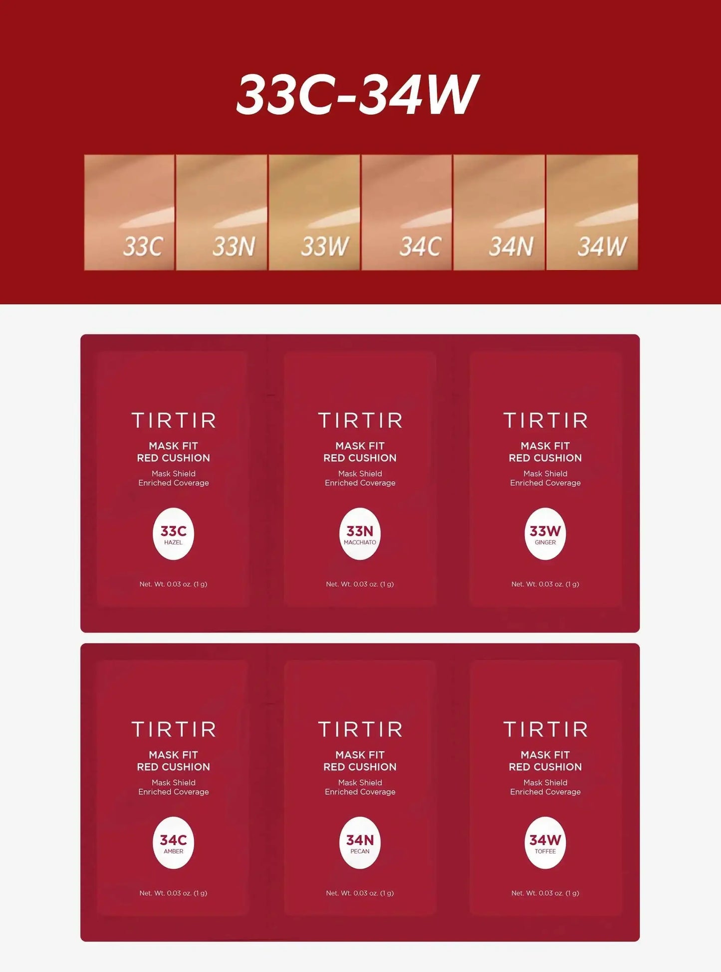 TIRTIR Mask Fit Red Cushion 6 Shade Trial Kit