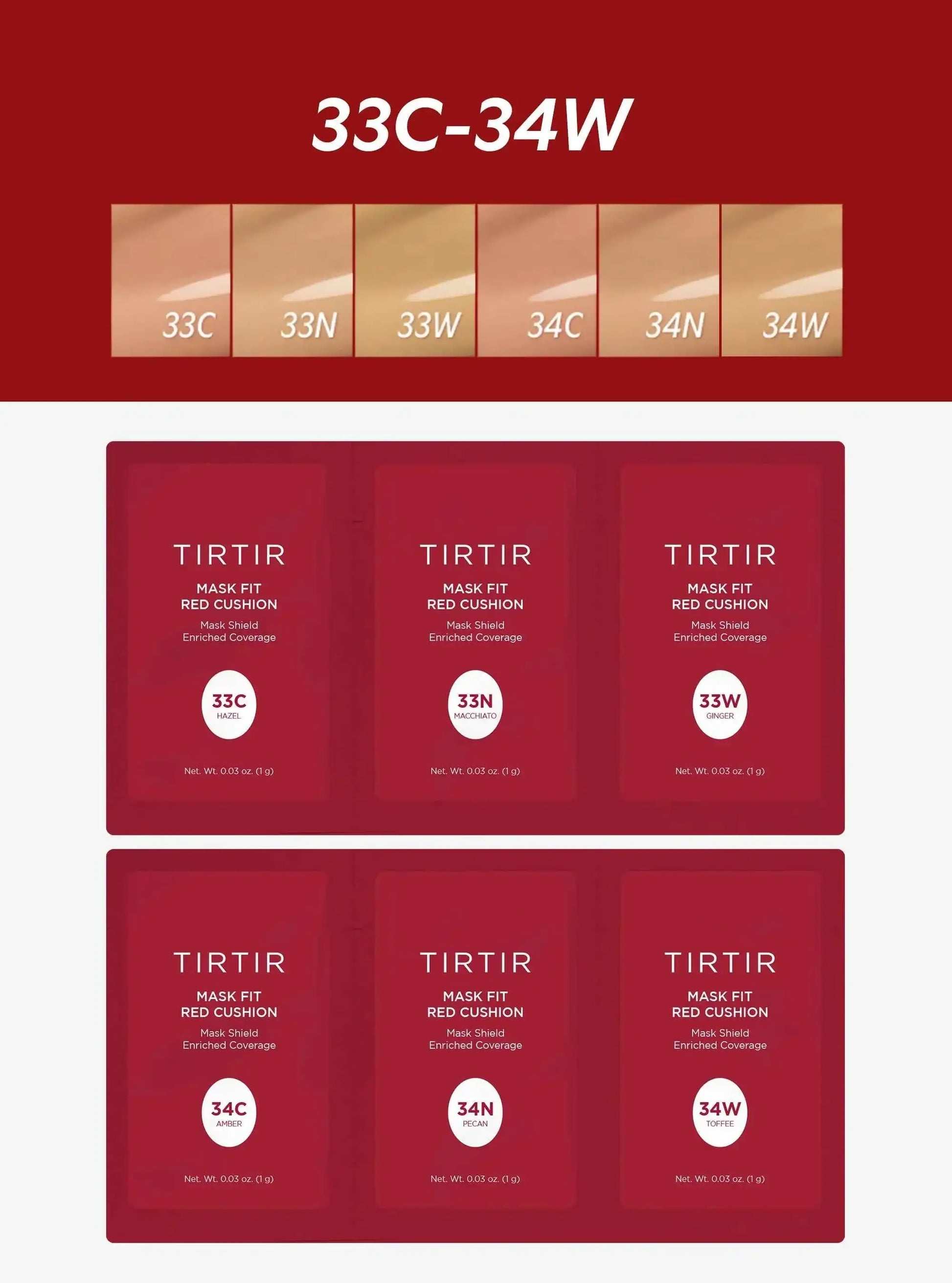 TIRTIR Mask Fit Red Cushion 6 Shade Trial Kit - JERAH BEAUTY
