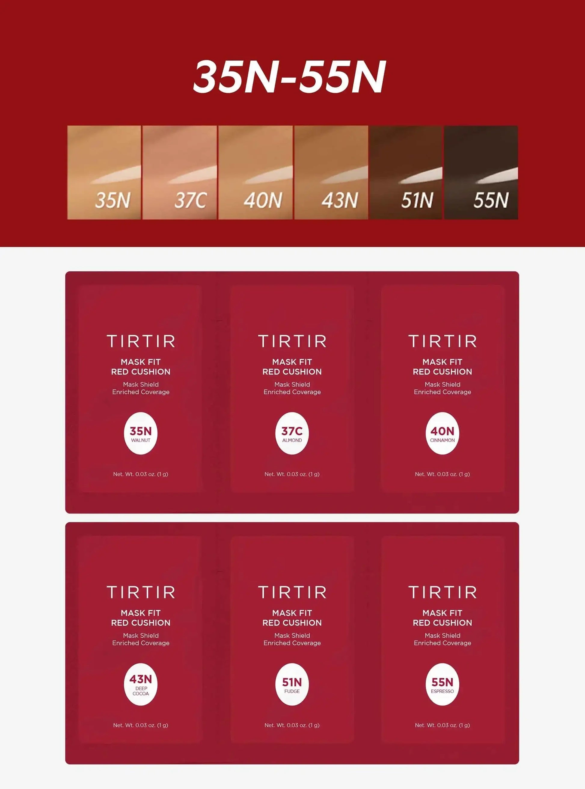 TIRTIR Mask Fit Red Cushion 6 Shade Trial Kit
