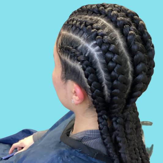 4-6 Large Goddess, Feed-in, Ghanaian Cornrows