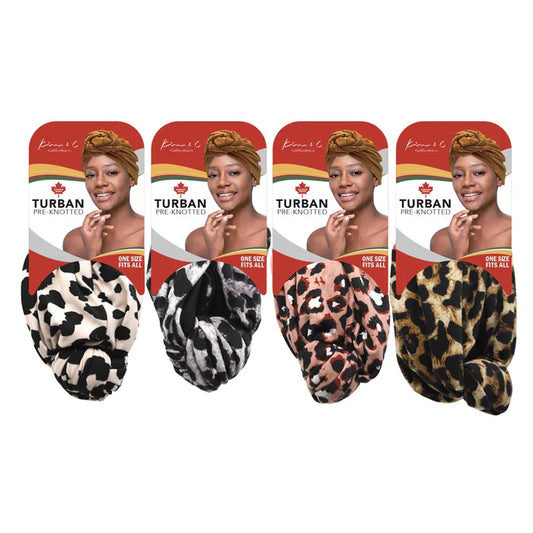 Kim & C Premium Pre-Knotted Turban With Animal Pattern