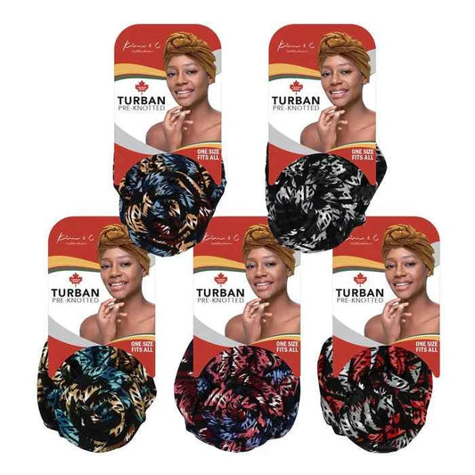 Kim & C Premium Pre-Knotted Turban With Modern Stitch Pattern