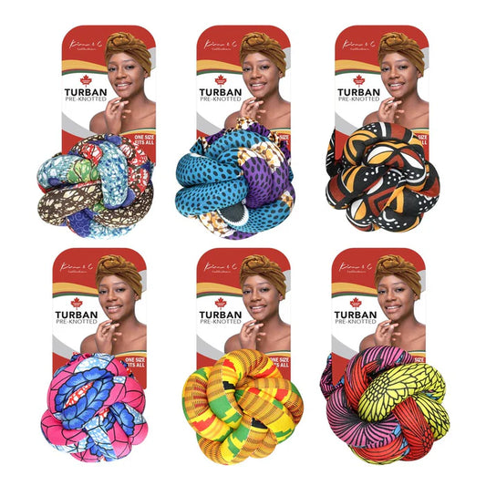Kim & C Premium Pre-Knotted Turban With African Pattern