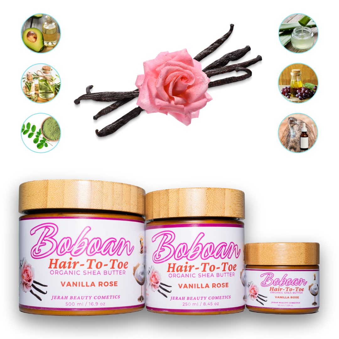 VANILLA ROSE Boboan Hair-To-Toe Organic Shea Butter