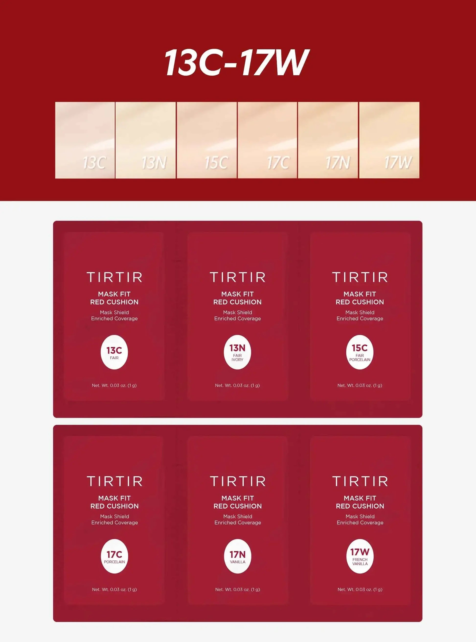 TIRTIR Mask Fit Red Cushion 6 Shade Trial Kit